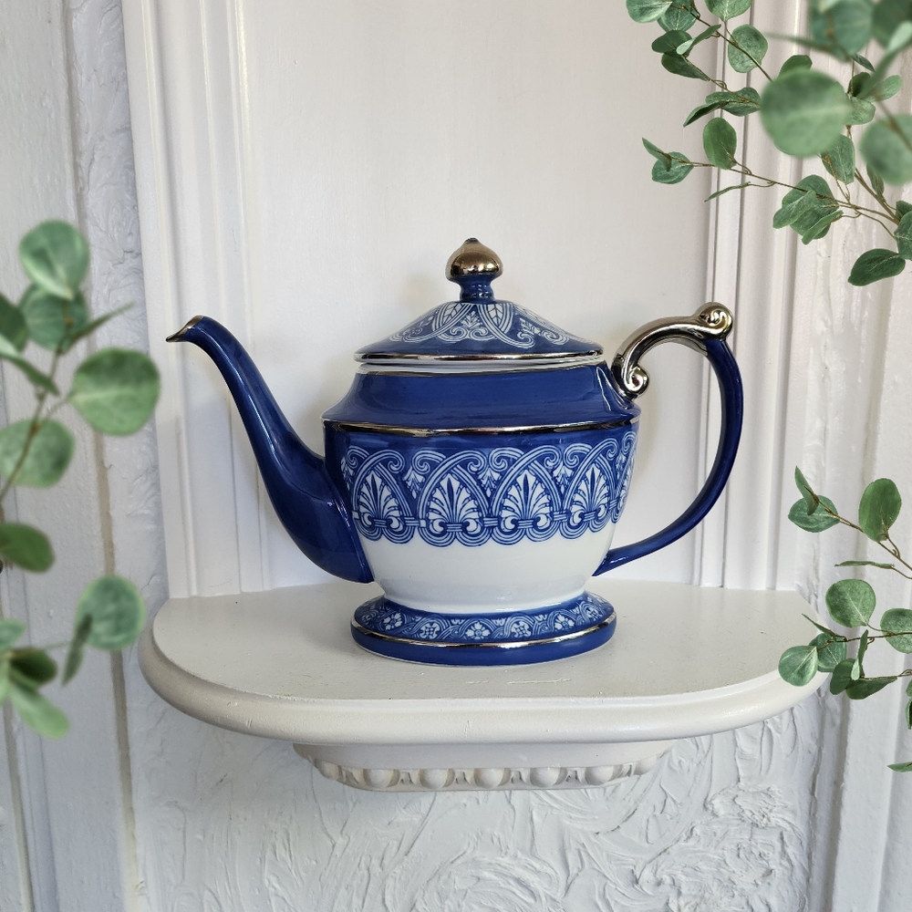 Bombay China Blue and White Ceramic Teapot, collectible and rare find